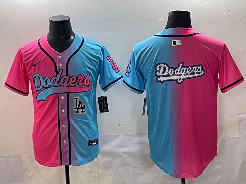 Men 2025 Los Angeles Dodgers Blank Blue pink Game Nike MLB Jersey style 0028